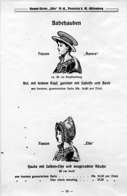 Auszug aus dem Produktkatalog des Gummi-Werkes „Elbe“ A.-G.1908 (Haus der Geschichte Wittenberg RR-F)