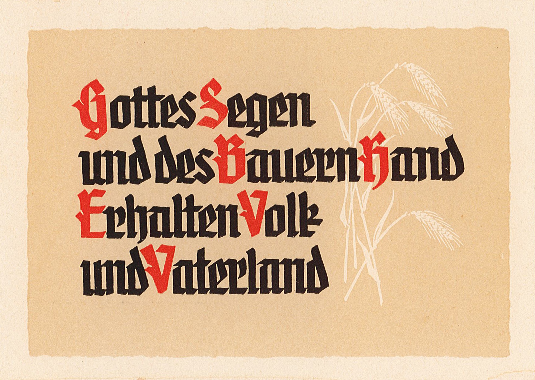 Postkarte "Gottes Segen und des Bauern Hand erhalten Volk und Vaterland" (Museum Wolmirstedt RR-F)