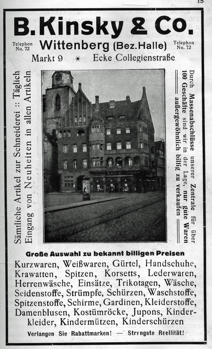 Firmenanzeige - „B. Kinsky (Haus der Geschichte Wittenberg RR-F)