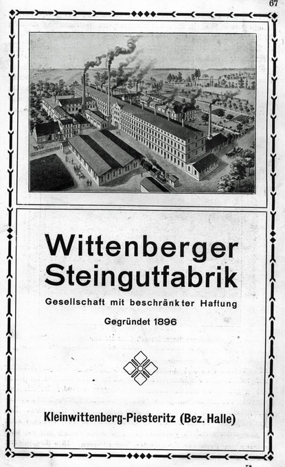 Firmenanzeige - „Wittenberger Steingutfabrik“ (Haus der Geschichte Wittenberg RR-F)