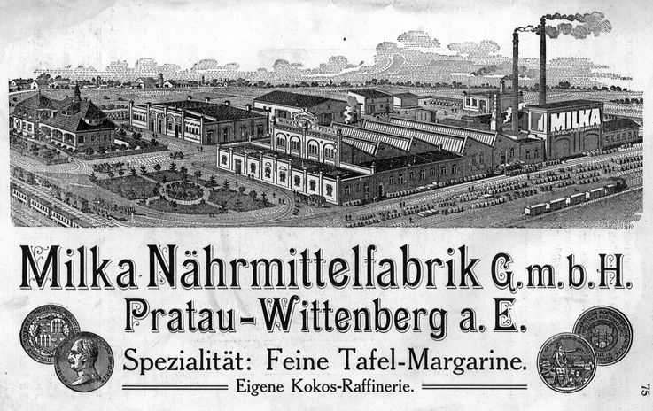 Firmenanzeige - Milka Nährmittelfabrik G.m.b.H. Pratau - Wittenberg a. E. (Haus der Geschichte Wittenberg RR-F)