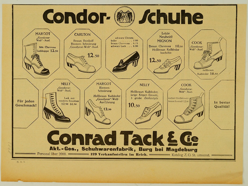 Werbung für Schuhfabrik Conrad Tack (Museum Weißenfels - Schloss Neu-Augustusburg CC BY-NC-SA)