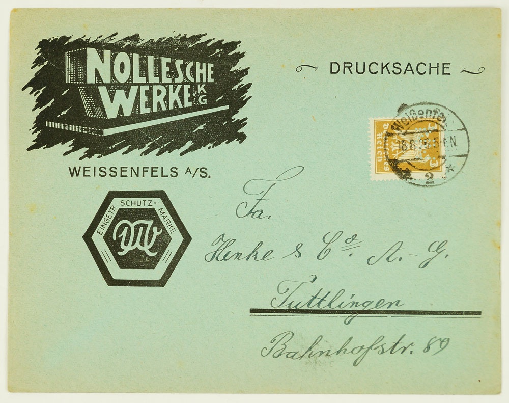 Briefumshlag der Nollesche Werke KG, Weißenfels, 1925 (Museum Weißenfels - Schloss Neu-Augustusburg CC BY-NC-SA)