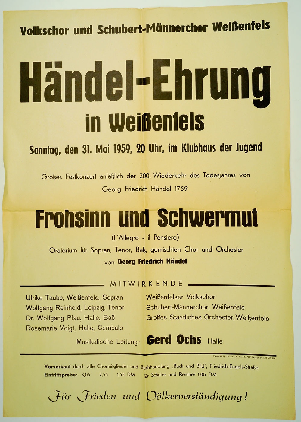 Plakat zum 200. Todesjahr Georg Friedrich Händel, 1959 (Museum Weißenfels - Schloss Neu-Augustusburg CC BY-NC-SA)