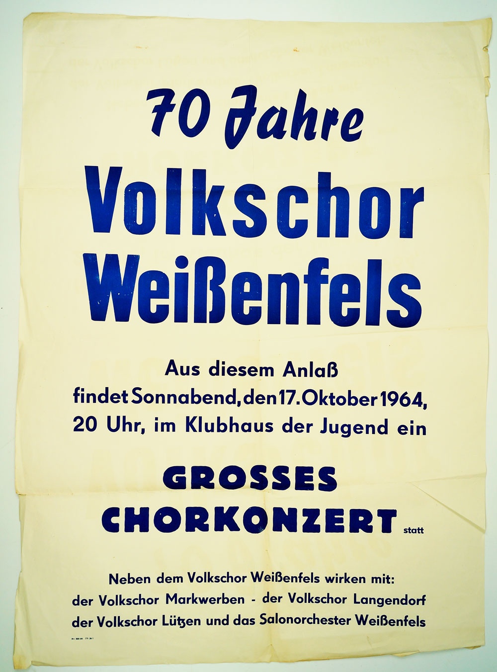 Plakat 70 Jahre Volkschor Weißenfels, 1964 (Museum Weißenfels - Schloss Neu-Augustusburg CC BY-NC-SA)
