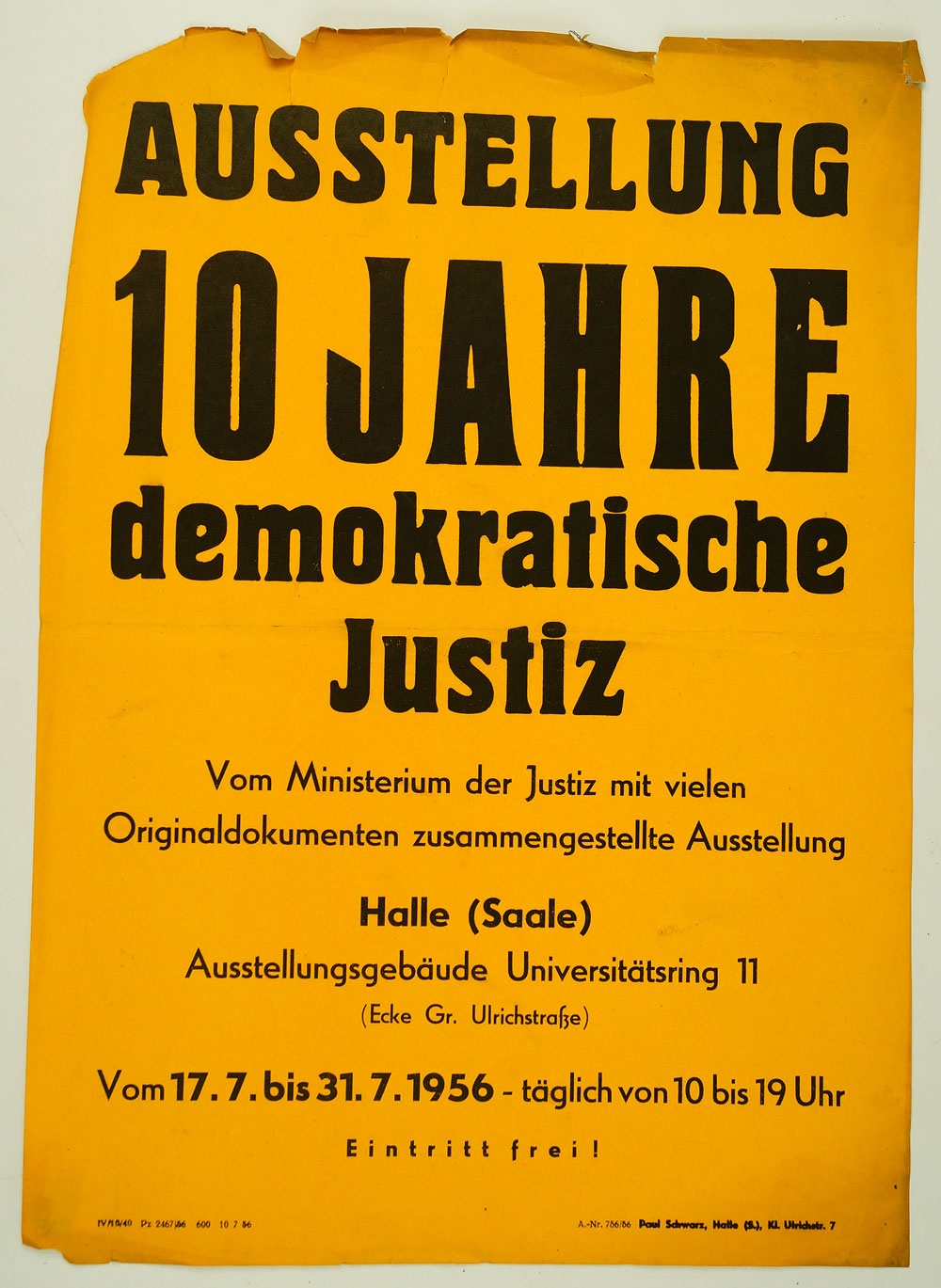 Plakat "10 Jahre demokratische Justiz", 1956 (Museum Weißenfels - Schloss Neu-Augustusburg CC BY-NC-SA)