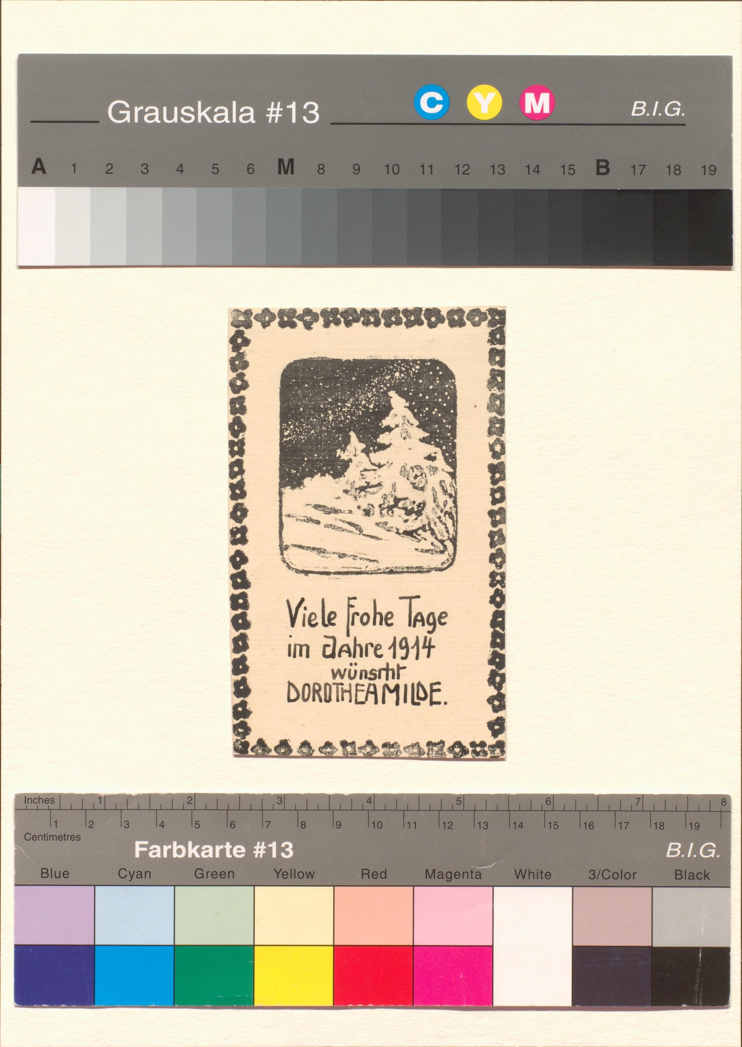 Neujahrskarte `` Viele frohe Tage im Jahre 1914 wünscht Dorothea Milde`` (Gleimhaus Halberstadt CC BY-NC-SA)