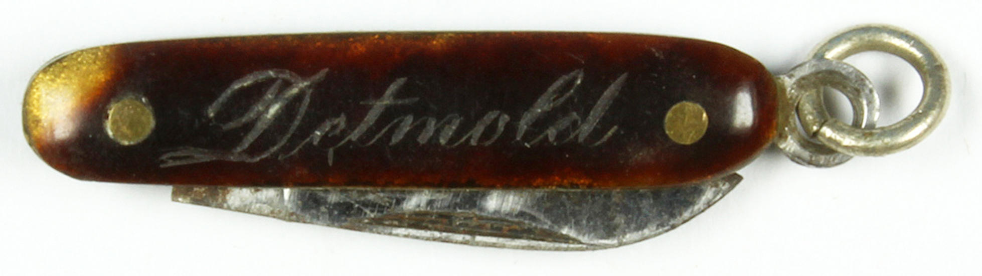Taschenmesser (Miniatur) mit Grafur "Detmold" (Museum Wolmirstedt RR-F)
