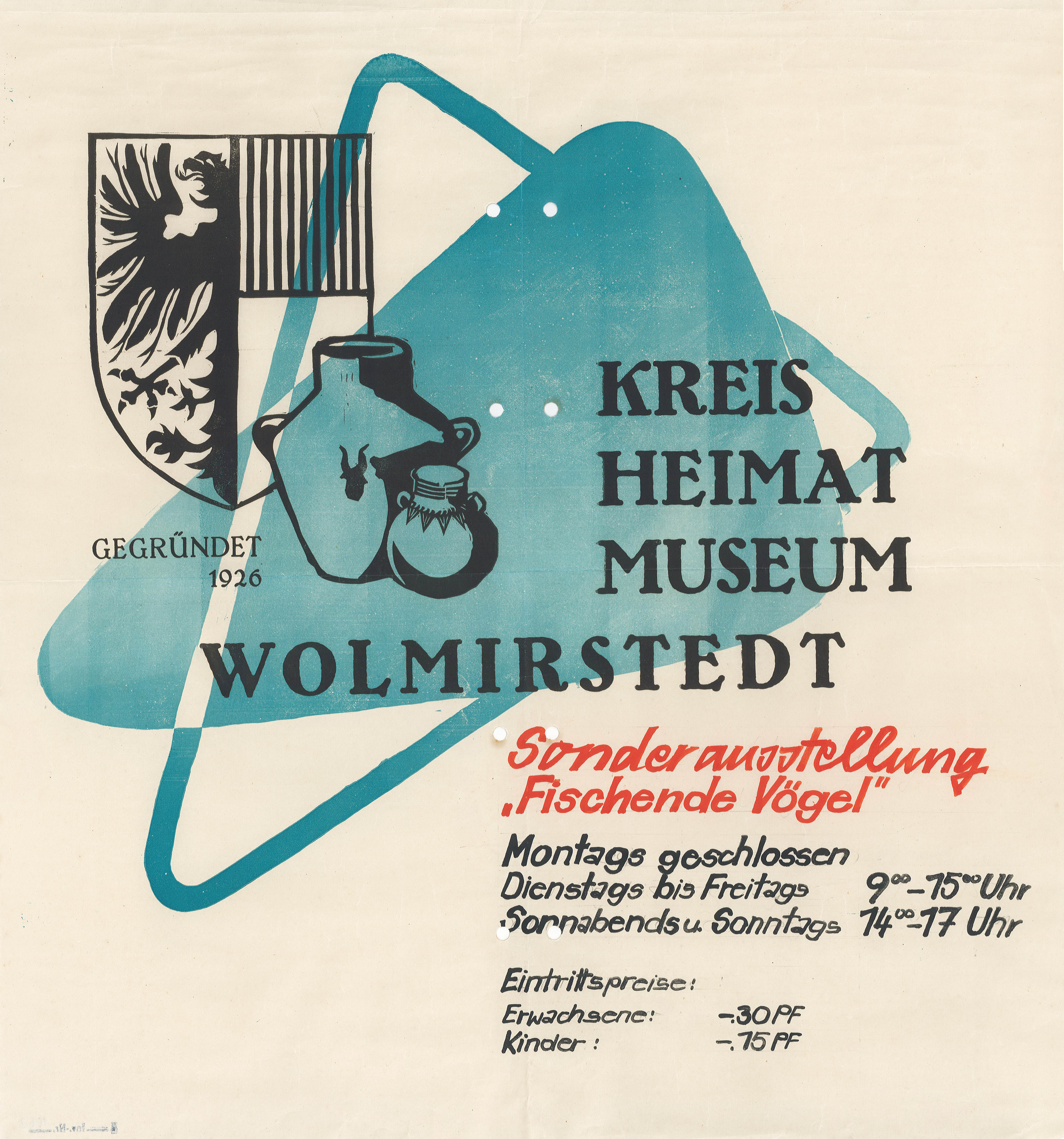 Plakat zur Sonderausstellung "Fischende Vögel" (Museum Wolmirstedt RR-F)