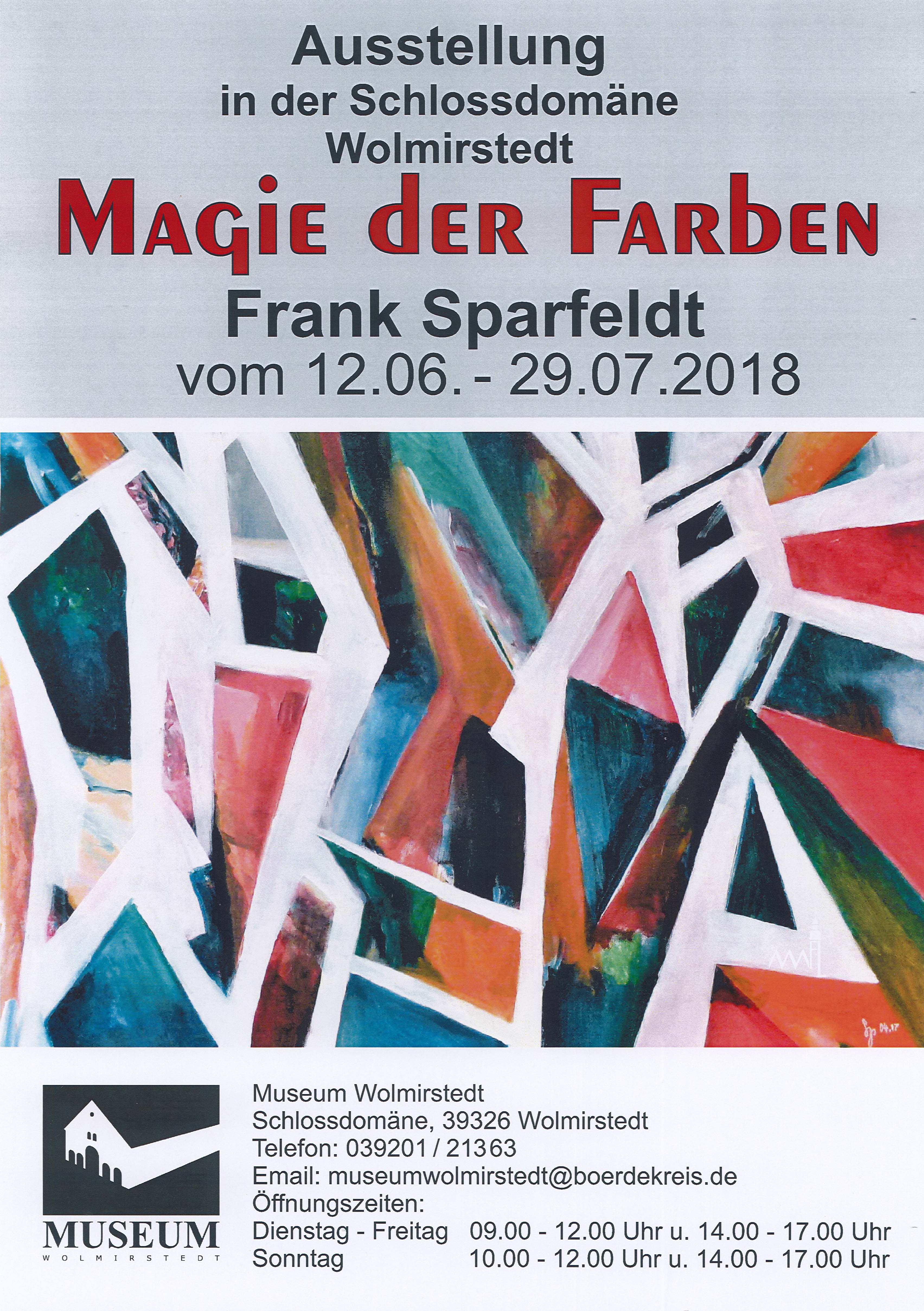 Ausstellungsplakat Sonderausstellung "Frank Sparfeldt. Magie der Farben" (Museum Wolmirstedt RR-F)