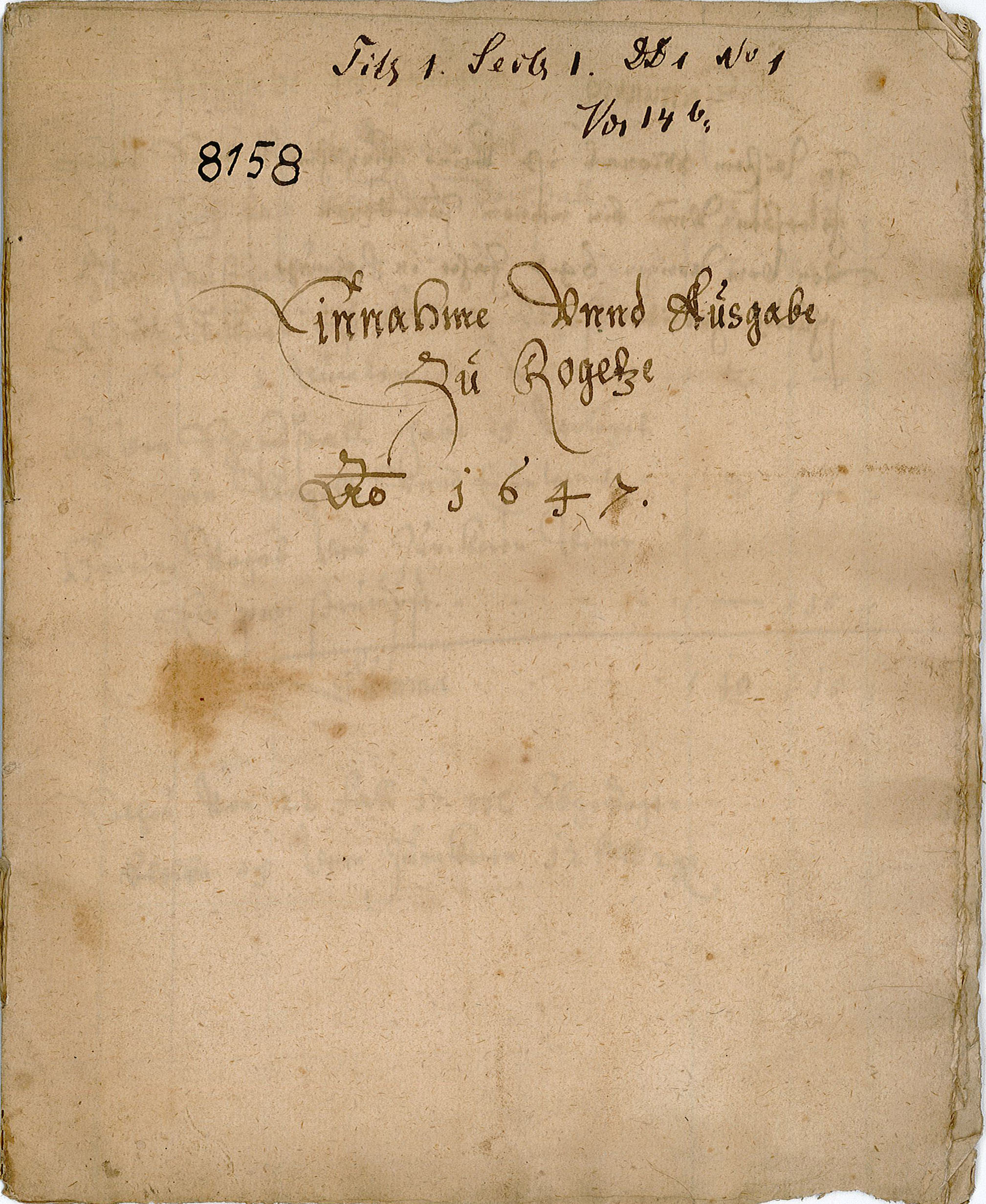 Kirchenrechnungsbuch Rogätz, 1647 (Museum Wolmirstedt RR-F)