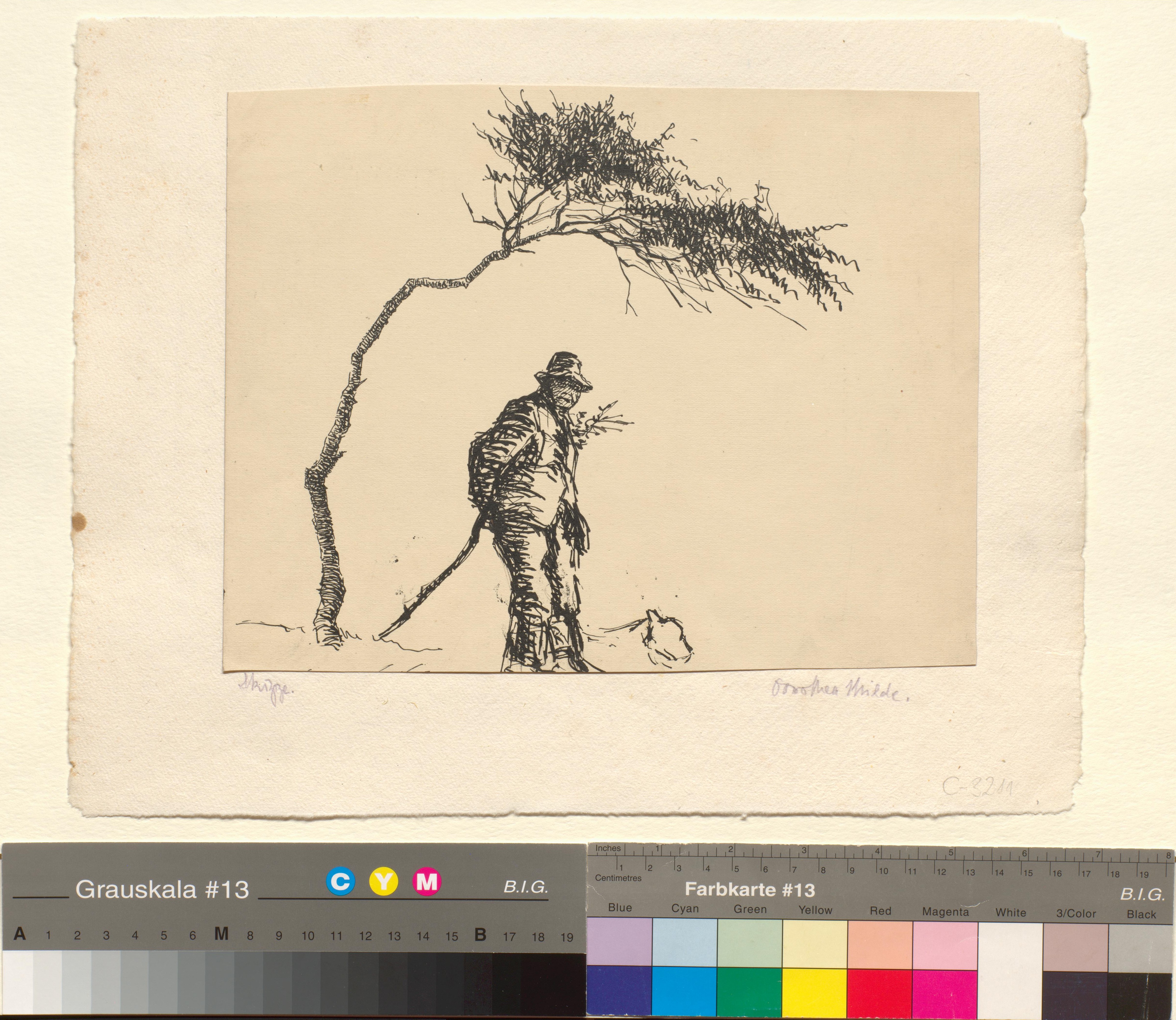 Skizze (verkrüppelter Baum und Mann) (Gleimhaus Halberstadt CC BY-NC-SA)