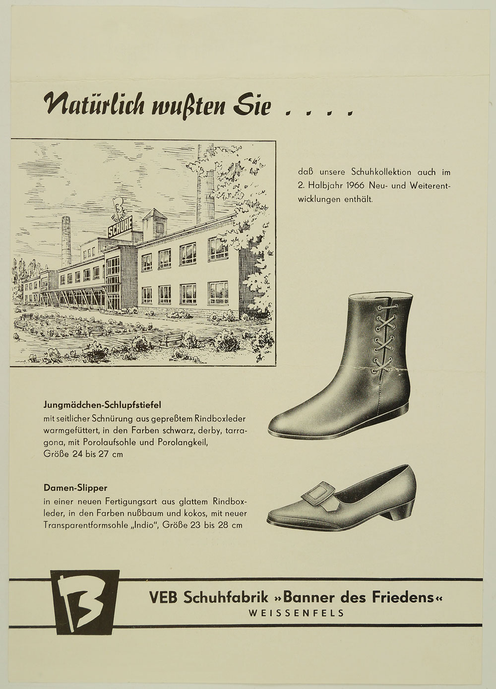 Werbeblatt für Schuhe, 1966 (Museum Weißenfels - Schloss Neu-Augustusburg CC BY-NC-SA)