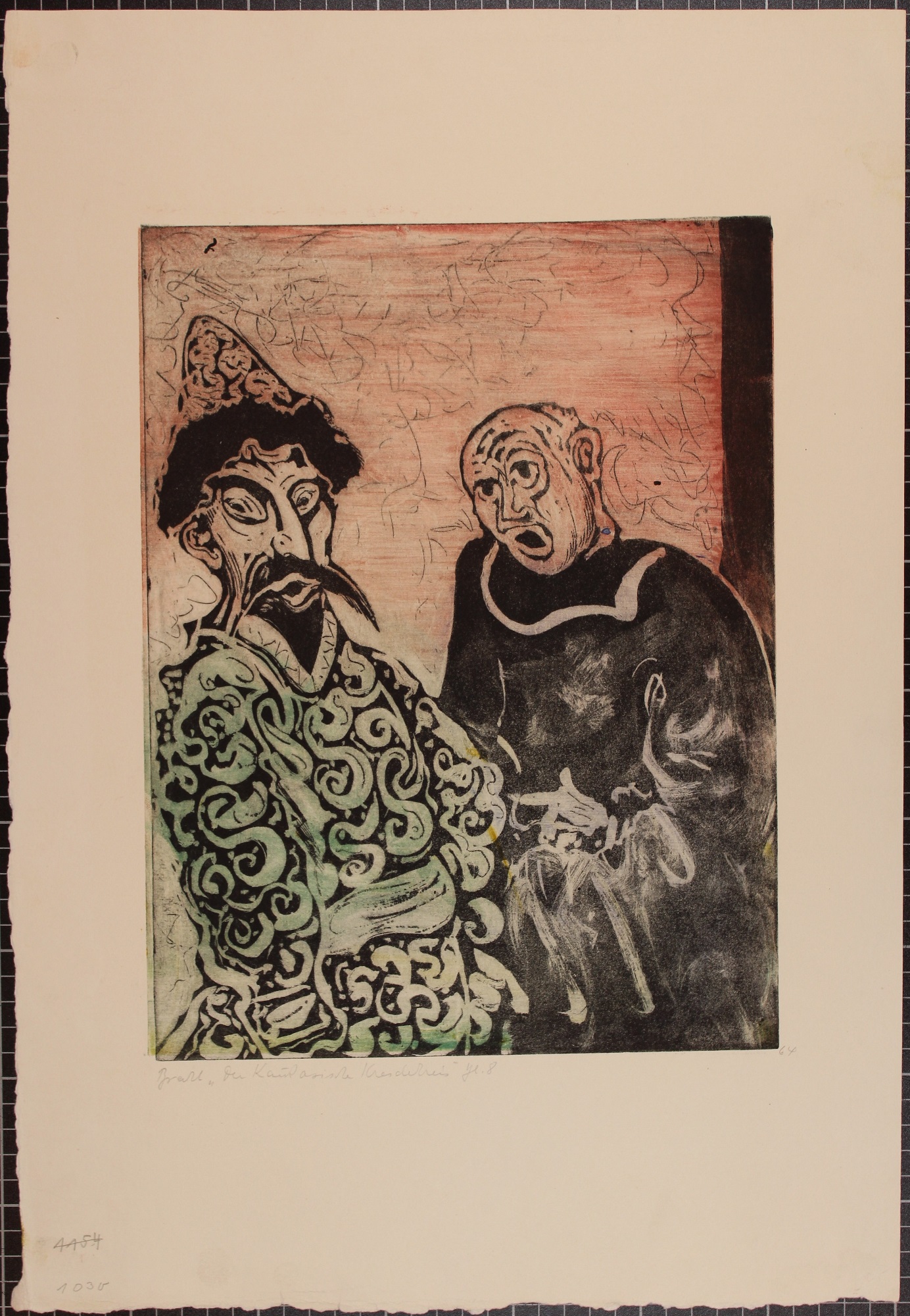 Brecht "Der Kaukasische Kreidekreis" Bl. 8    (Azdak & der Gutsbesitzer) (Winckelmann-Museum CC BY-NC-SA)