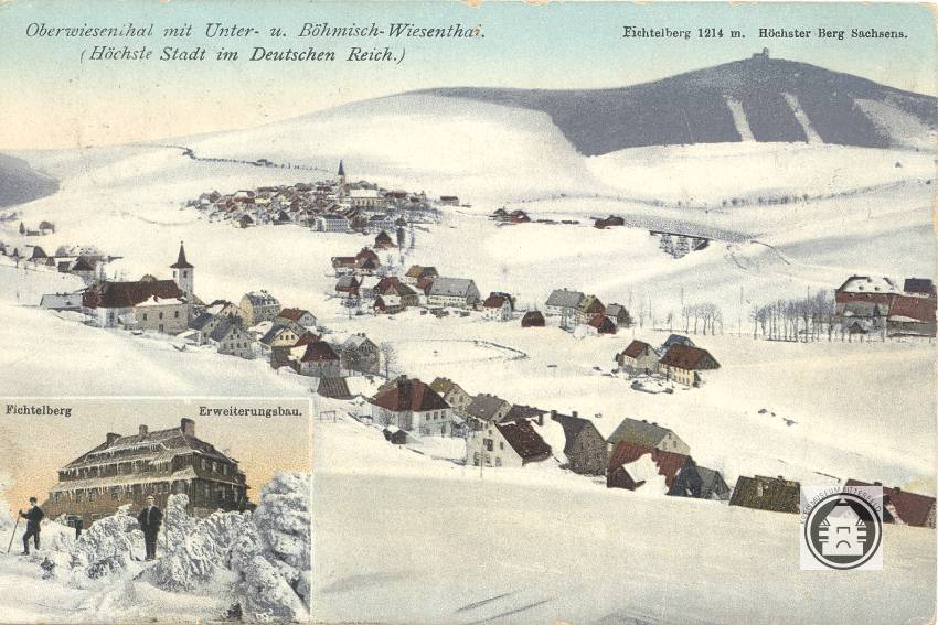 Ansichtskarte Oberwiesenthal mit Unter- u. Böhmischen-Wiesenthal (Kreismuseum Bitterfeld RR-F)