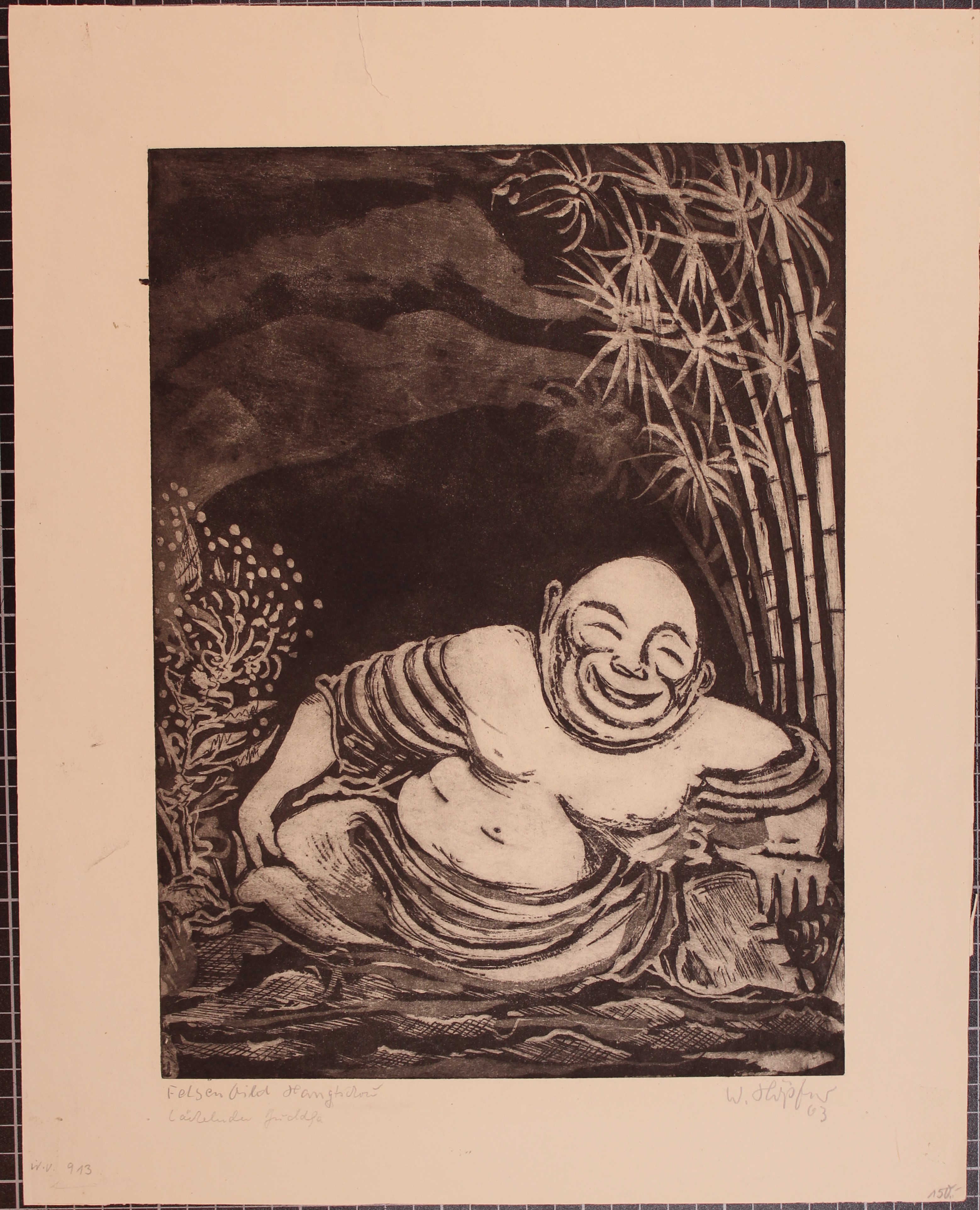 Felsenbild Hangtschou  Lächelnder Buddha (Winckelmann-Museum CC BY-NC-SA)
