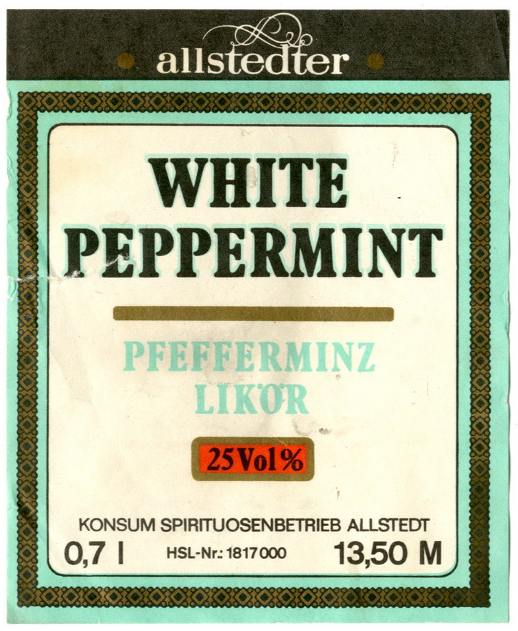 White Peppermint Pfefferminz Likör (Haus der Geschichte Wittenberg RR-F)