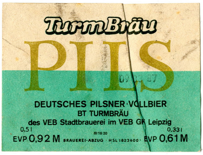 Etikett für Bier: TurmBräu Pils (Haus der Geschichte Wittenberg RR-F)