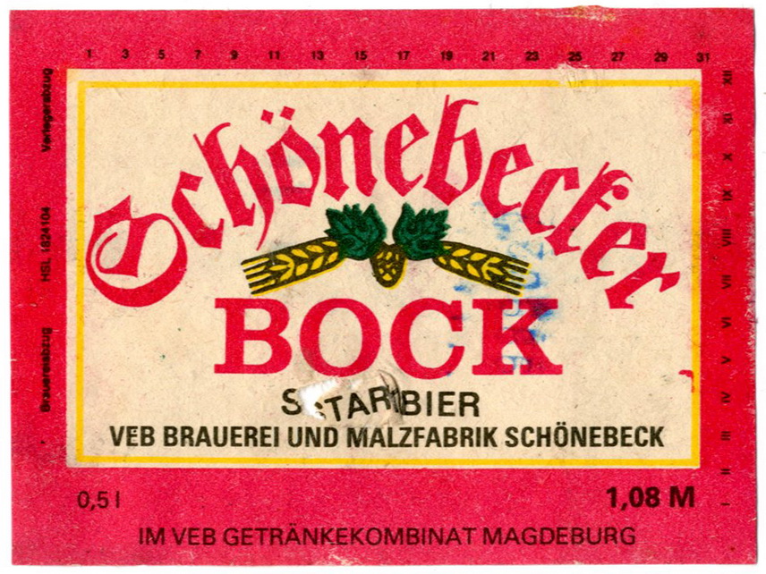 Etikett für: Schönebecker Bock (Haus der Geschichte Wittenberg RR-F)
