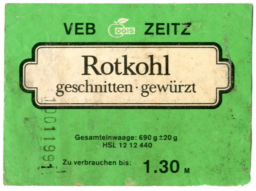 Etikett für: Rotkohl (Haus der Geschichte Wittenberg RR-F)
