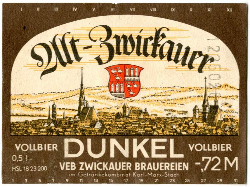 Etikett für: Alt Zwickauer Dunkel (Haus der Geschichte Wittenberg RR-F)