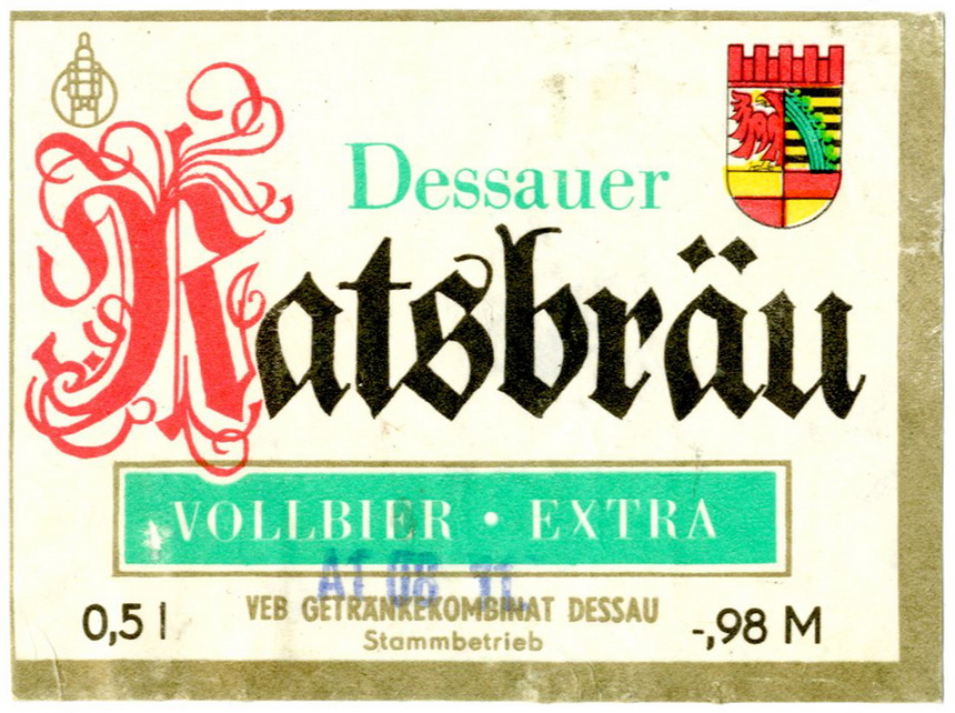 Etikett für: Dessauer Ratsbräu (Haus der Geschichte Wittenberg RR-F)