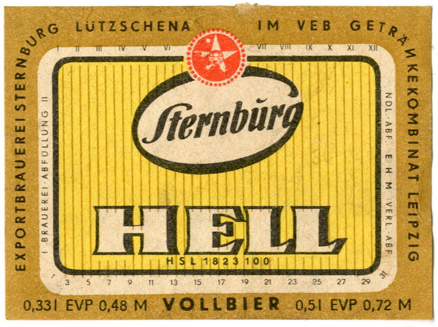 Etikett für Bier: Sternburg Hell (Haus der Geschichte Wittenberg RR-F)