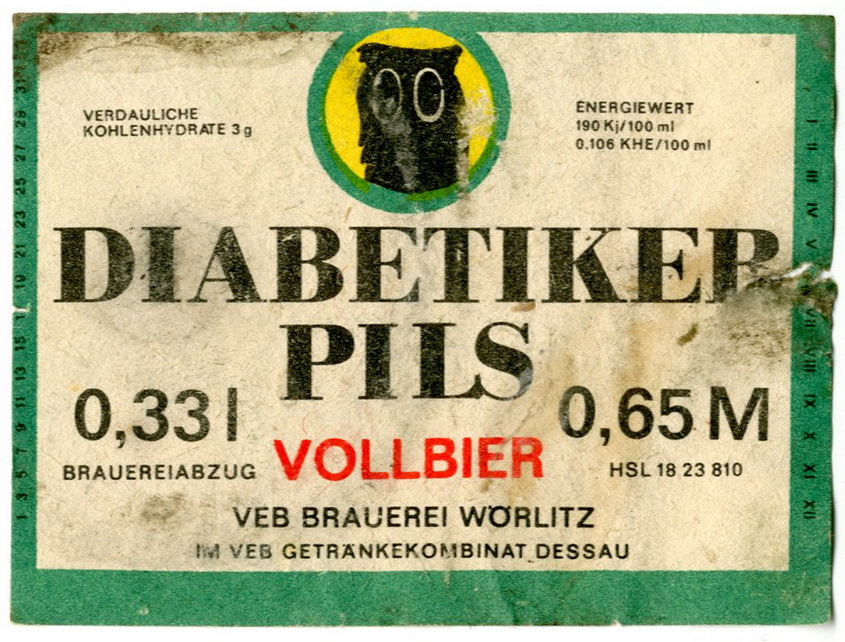 Etikett für Bier: Diabetiker Pils (Haus der Geschichte Wittenberg RR-F)