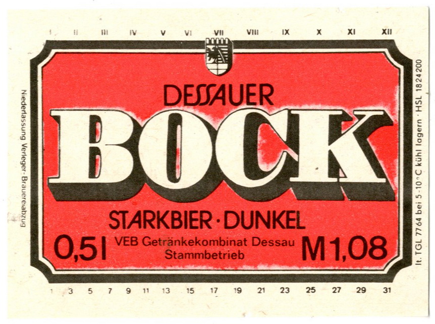 Etikett für: Desauer Bock (Haus der Geschichte Wittenberg RR-F)