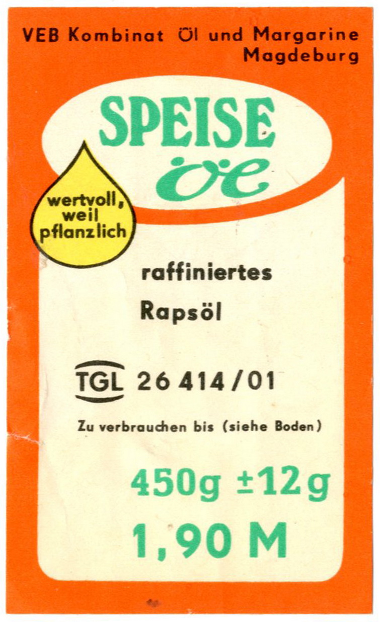 Etikett für: Speise Öl (Haus der Geschichte Wittenberg RR-F)