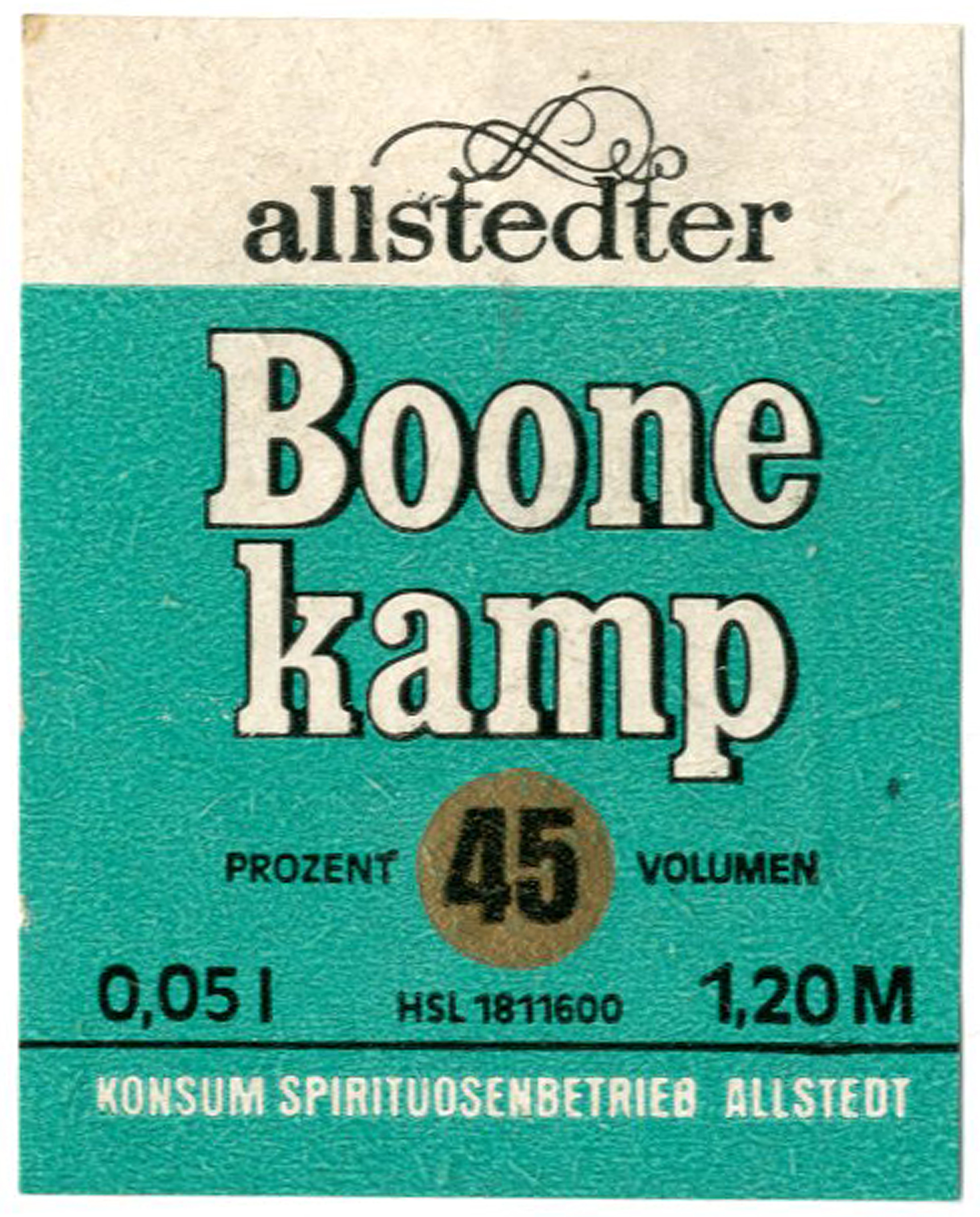 Etikett für: Allstedter "Boone kamp" (Haus der Geschichte Wittenberg RR-F)