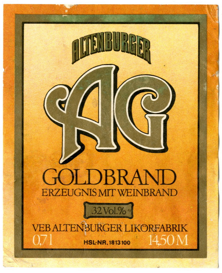 Etikett für: Altenburger "AG Goldbrand" (Haus der Geschichte Wittenberg RR-F)