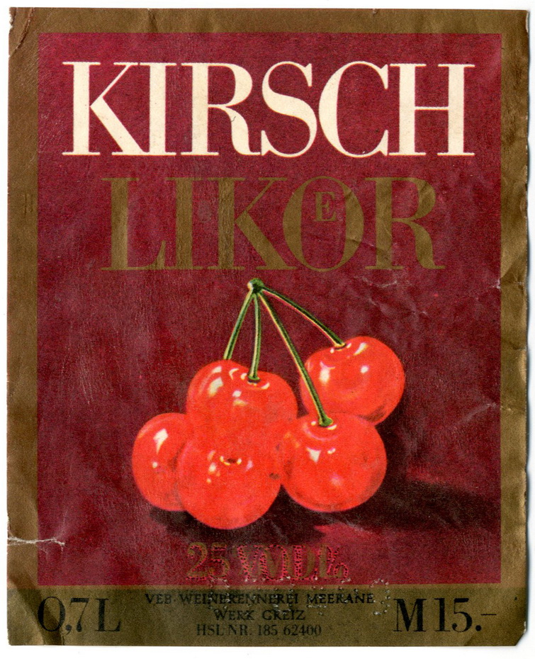 Etikett für: Kirsch Likör (Haus der Geschichte Wittenberg RR-F)