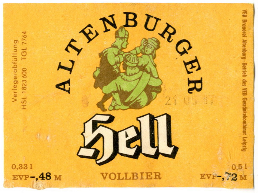 Etikett für : "Altenburger Hell" (Haus der Geschichte Wittenberg RR-F)