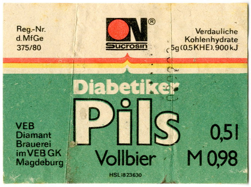 Etikett für : "Sucrosin" - Diabetiker Pils (Haus der Geschichte Wittenberg RR-F)