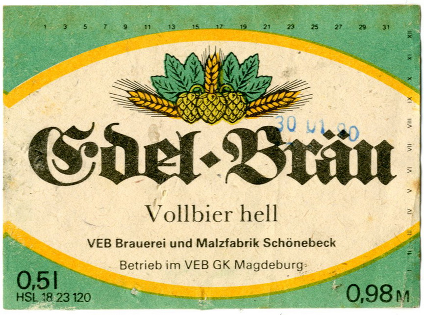 Etikett für : "Edel Bräu" (Haus der Geschichte Wittenberg RR-F)
