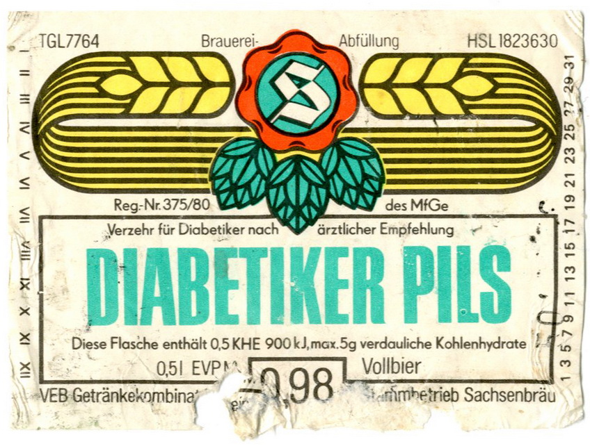 Etikett für : Diabetiker Pils (Haus der Geschichte Wittenberg RR-F)