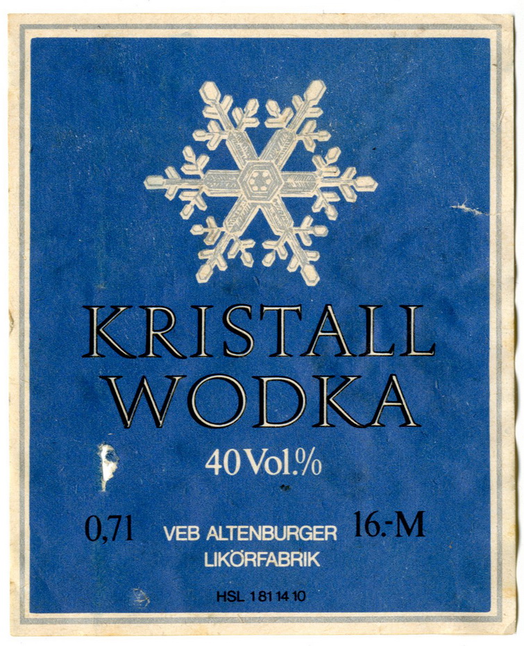 Etikett für : "Kristall Wodka" (Haus der Geschichte Wittenberg RR-F)