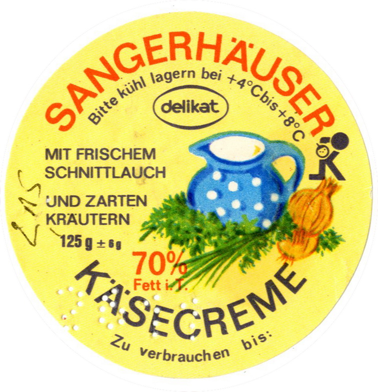 Etikett für : "Sanghäuser Käsecreme" (Haus der Geschichte Wittenberg RR-F)