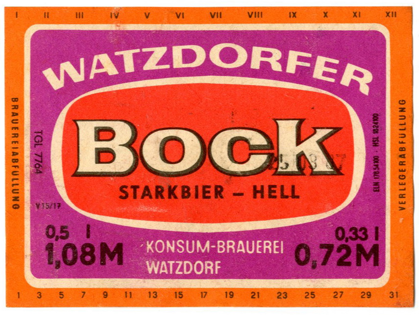 Etikett für : "Watzdorfer Bock" (Haus der Geschichte Wittenberg RR-F)