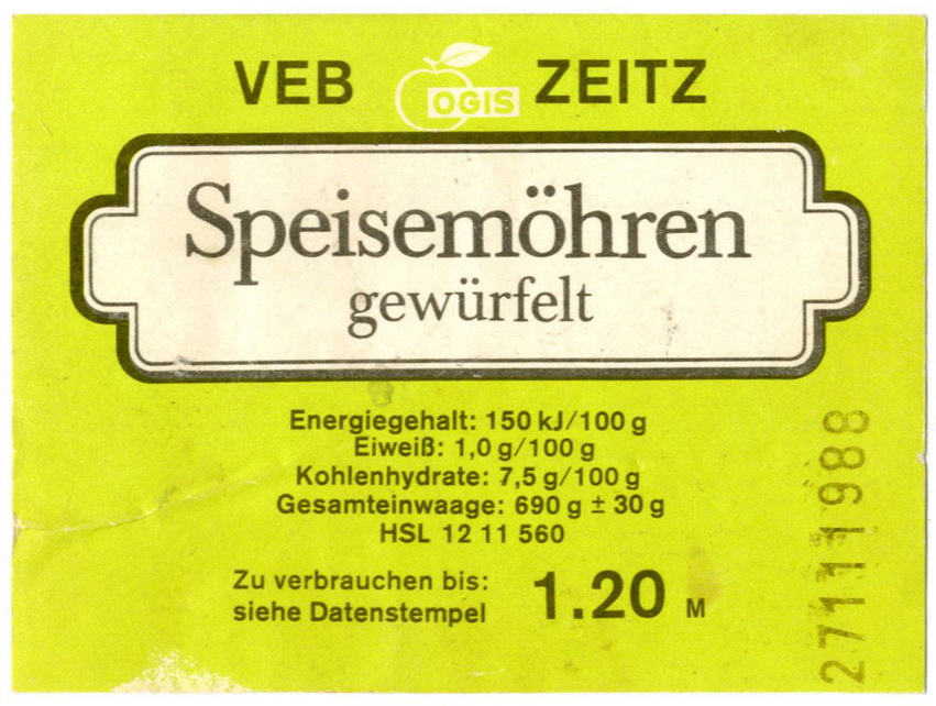 Etikett für : Speisemöhren (Haus der Geschichte Wittenberg RR-F)