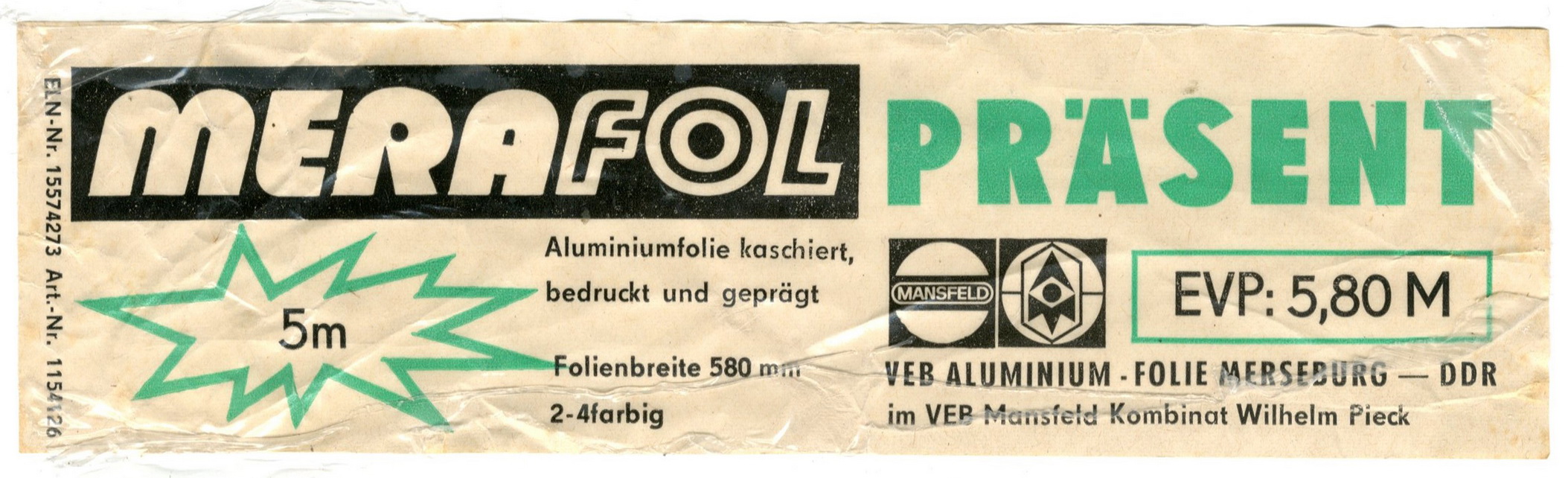 Etikett für : "merafol PRÄSENT" (Haus der Geschichte Wittenberg RR-F)