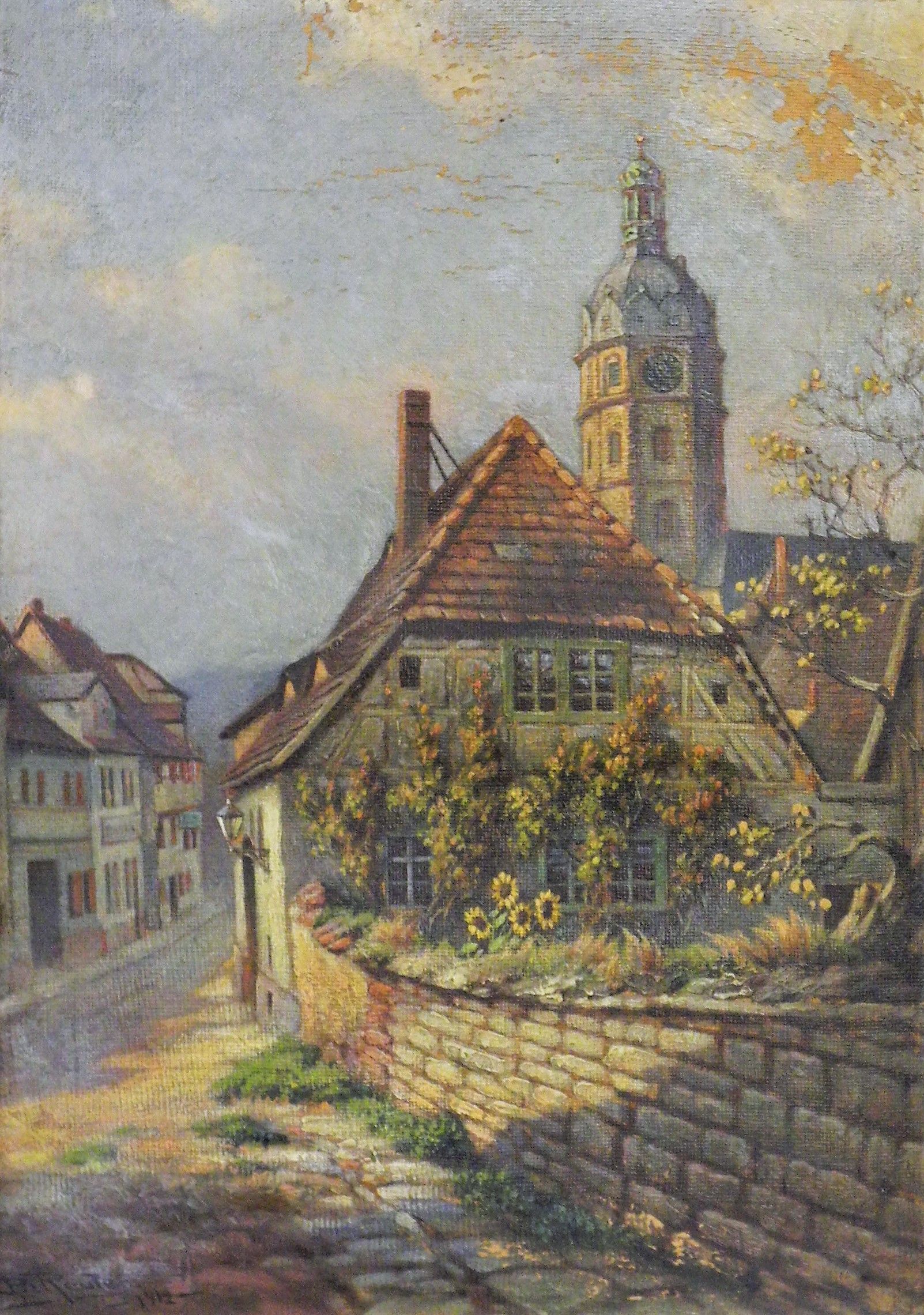 Die Straße "Im Sack" in Sangerhausen (Gemälde von Bruno Reuter) (Erlebniswelt Museen e. V. CC BY-NC-SA)