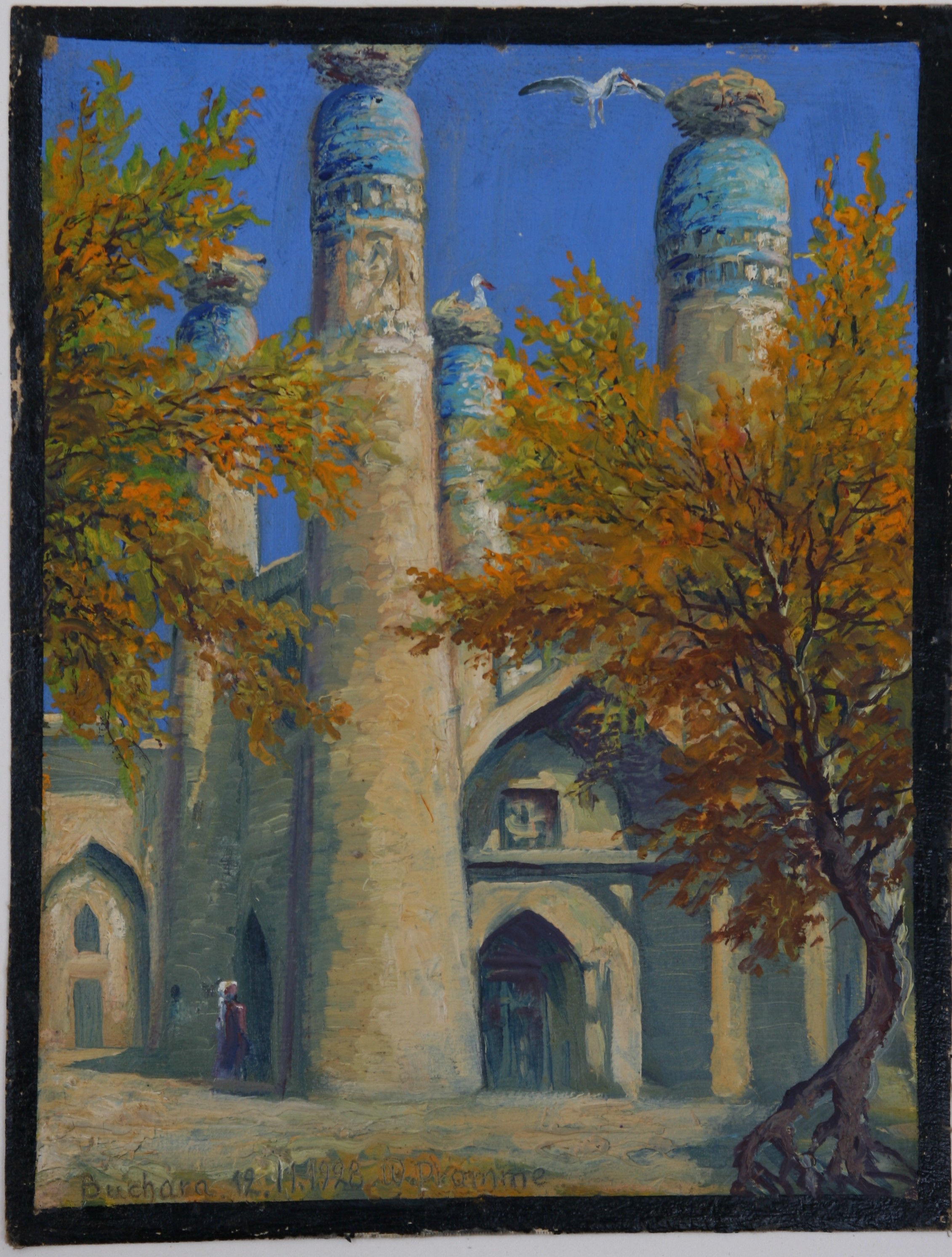 Moschee mit Storchennest, Buchara 12.11.1928 (Harzmuseum Wernigerode CC BY-NC-SA)