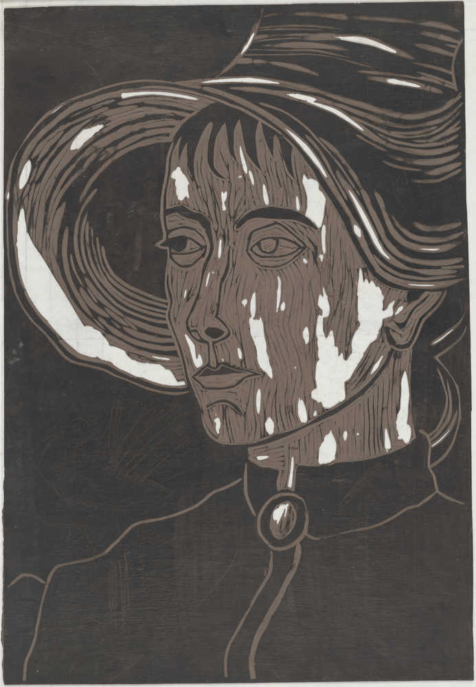 ohne Titel [Druckplatte: Frau mit Hut - nach Van Gogh] (Kulturstiftung Sachsen-Anhalt CC BY-NC-SA)
