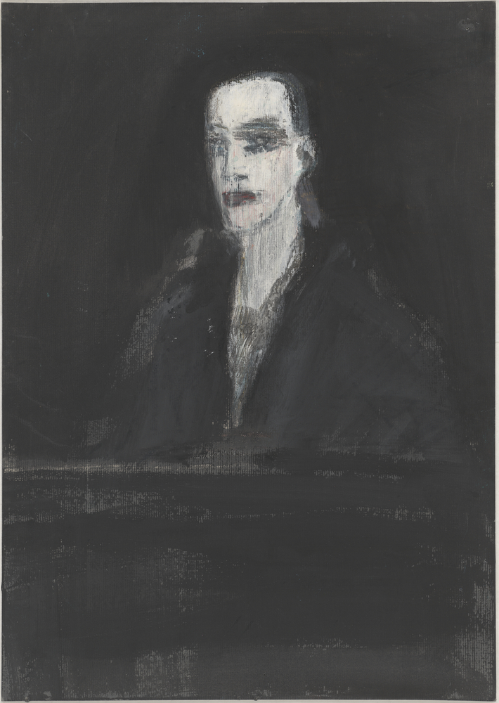 ohne Titel [Porträt aus Schwarzer Serie - Frau im Mantel] (Kulturstiftung Sachsen-Anhalt CC BY-NC-SA)