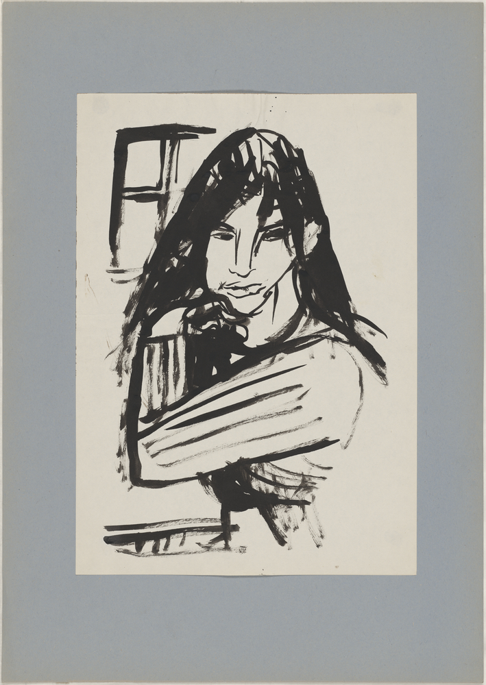 ohne Titel [Illustration - Mädchen vor Fenster] (Kulturstiftung Sachsen-Anhalt CC BY-NC-SA)