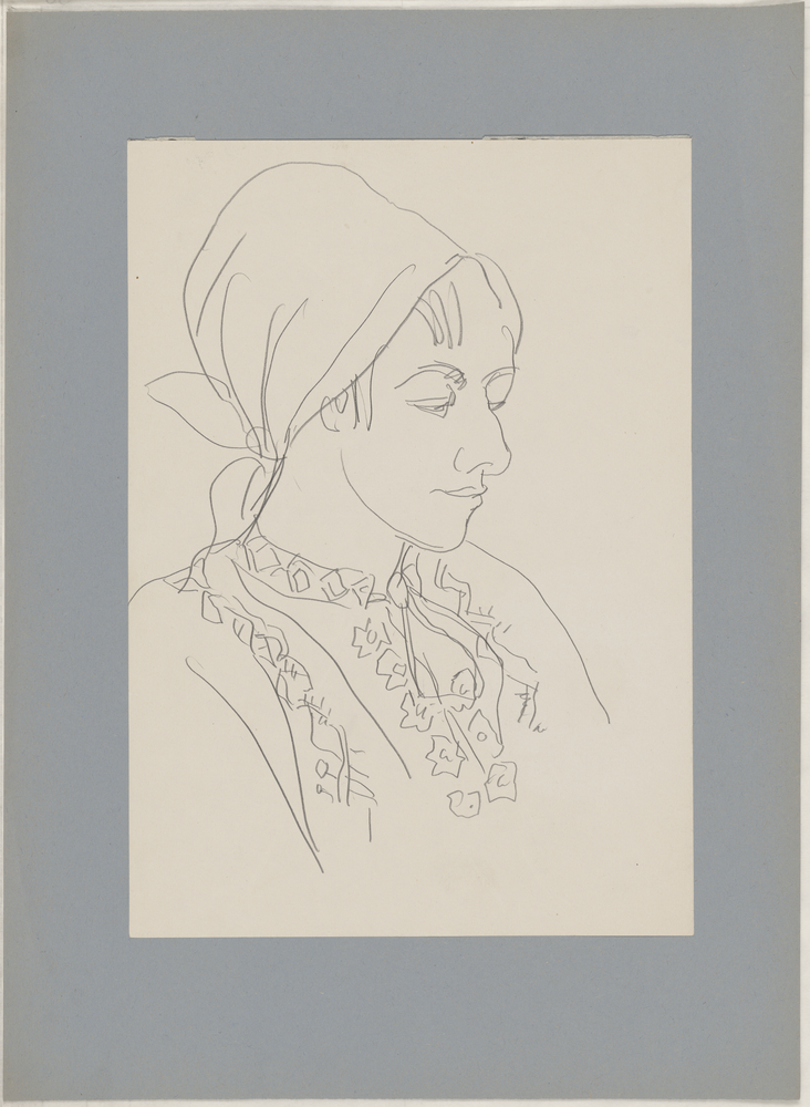 ohne Titel [Porträtstudie - Frau in bestickter Bluse mit Kopftuch] (Kulturstiftung Sachsen-Anhalt CC BY-NC-SA)