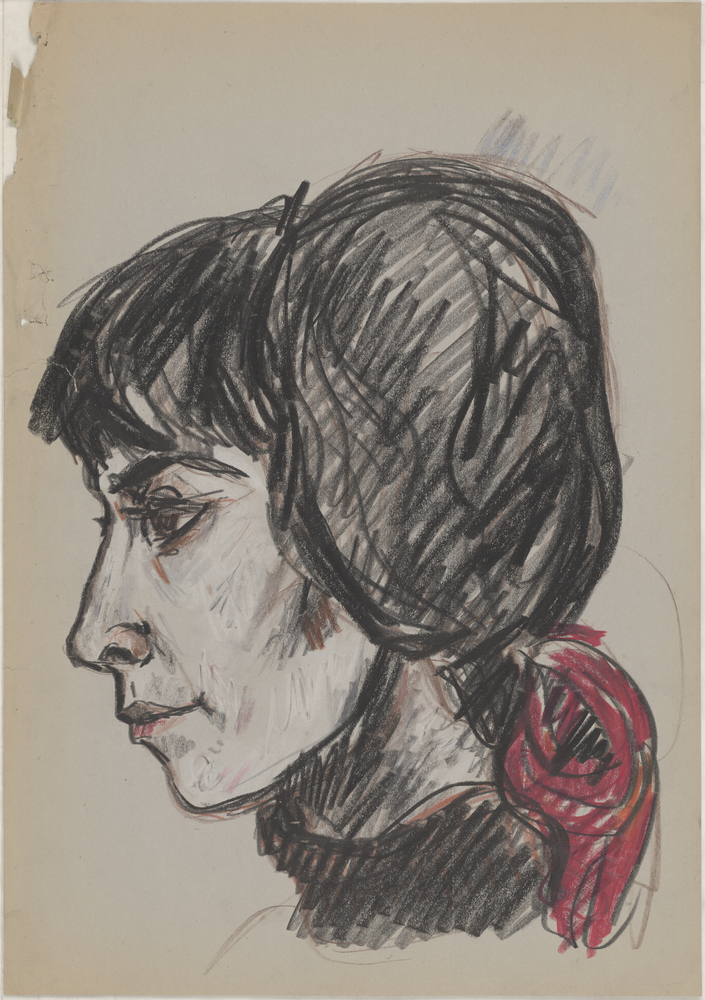 ohne Titel [Porträtstudie - Frau mit roter Schleife im Haar] (Kulturstiftung Sachsen-Anhalt CC BY-NC-SA)