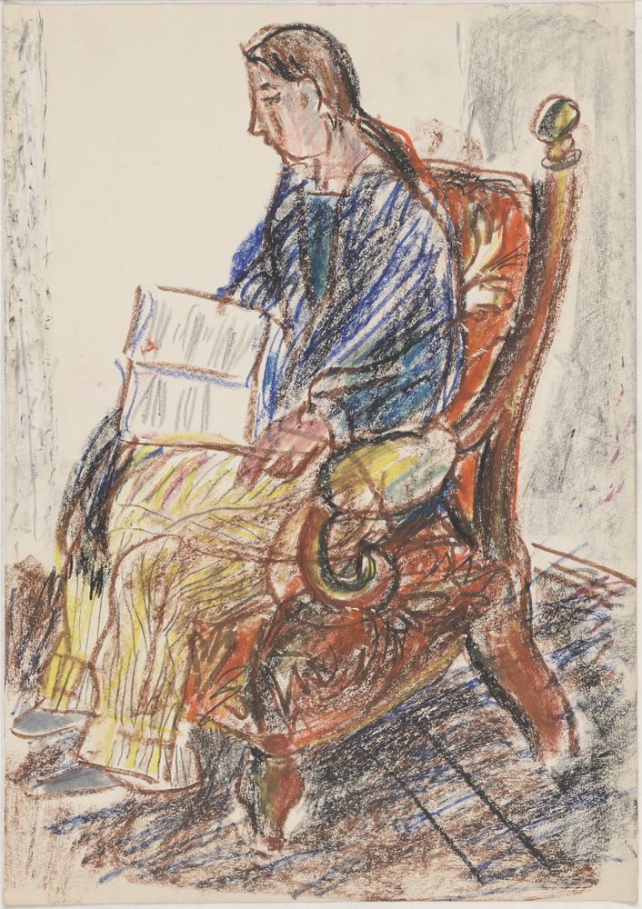ohne Titel [Anne mit Schal im Sessel] (Kulturstiftung Sachsen-Anhalt CC BY-NC-SA)